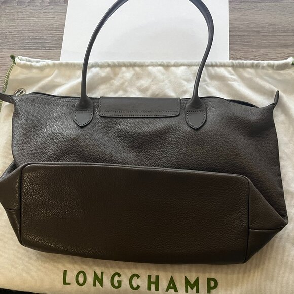 Longchamp Medium Leather Tote – Taupe / Green-Gray Neutral - Picture 2 of 2
